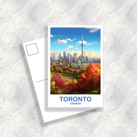 Toronto Ontario Travel Postcard, Ontario Travel Wall Art, Toronto Postcard, City Skyline Postcard, Fall Travel Art, Bright | T2NA_ONTO2_P