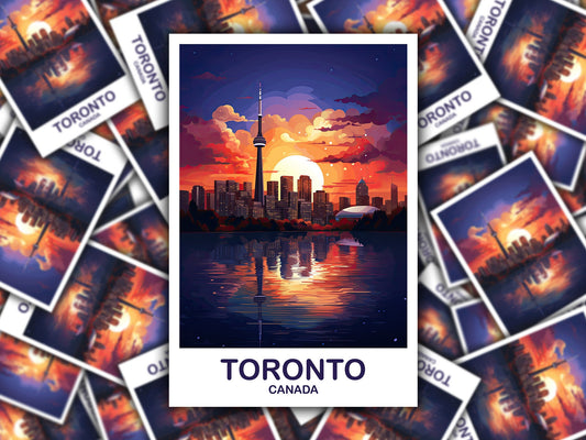 Toronto Travel Sticker Decal, Ontario Travel Sticker, Toronto Sticker, City Skyline Art Sticker, Toronto Sunset Sticker | T2NA_ONTO1_S