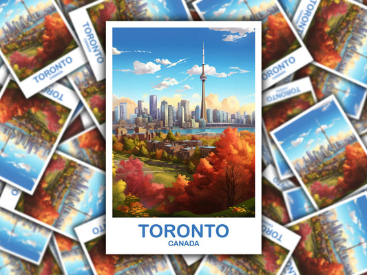 Toronto Travel Sticker Decal, Ontario Travel Sticker, Toronto Sticker, City Skyline Art Sticker, Toronto Sunset Sticker | T2NA_ONTO2_S