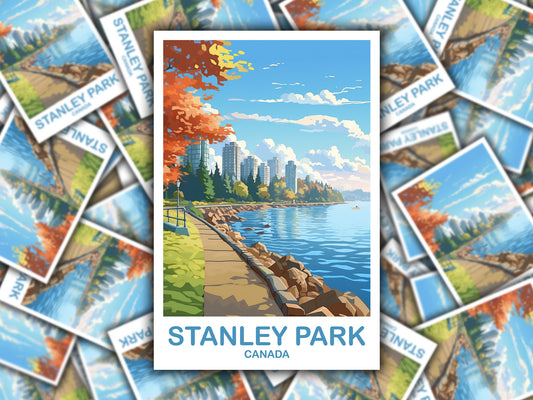 Stanley Park Travel Sticker, British Columbia Sticker Decal, Stanley Park Sticker, Vancouver Travel Sticker | T2NA_BCVA2_S
