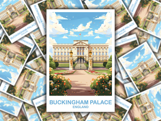 Buckingham Palace Travel Sticker, London Travel Art Sticker, England Travel Sticker, Buckingham Travel Sticker | T2EU_ENLO1_S