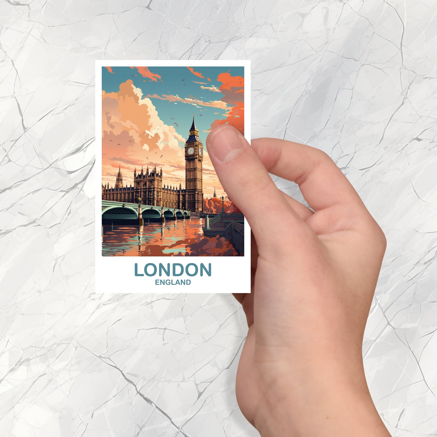 London Travel Art Sticker, London Travel Art, England Sticker, Big Ben Travel Sticker Art, England Travel Sticker Art | T2EU_ENLO3_S