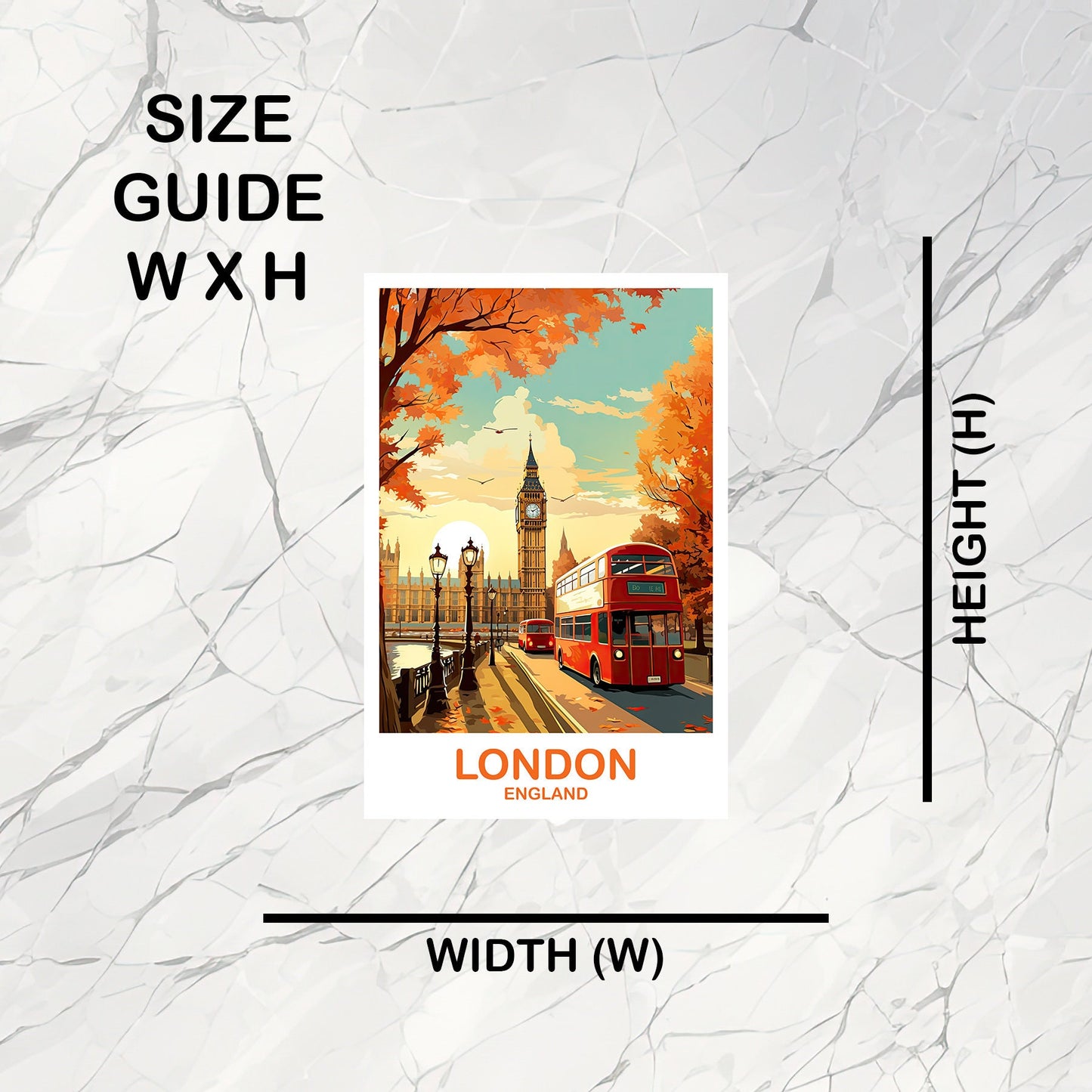 London Travel Art Sticker, London Travel Art, England Sticker, Big Ben Travel Sticker Art, England Travel Sticker Art | T2EU_ENLO4_S