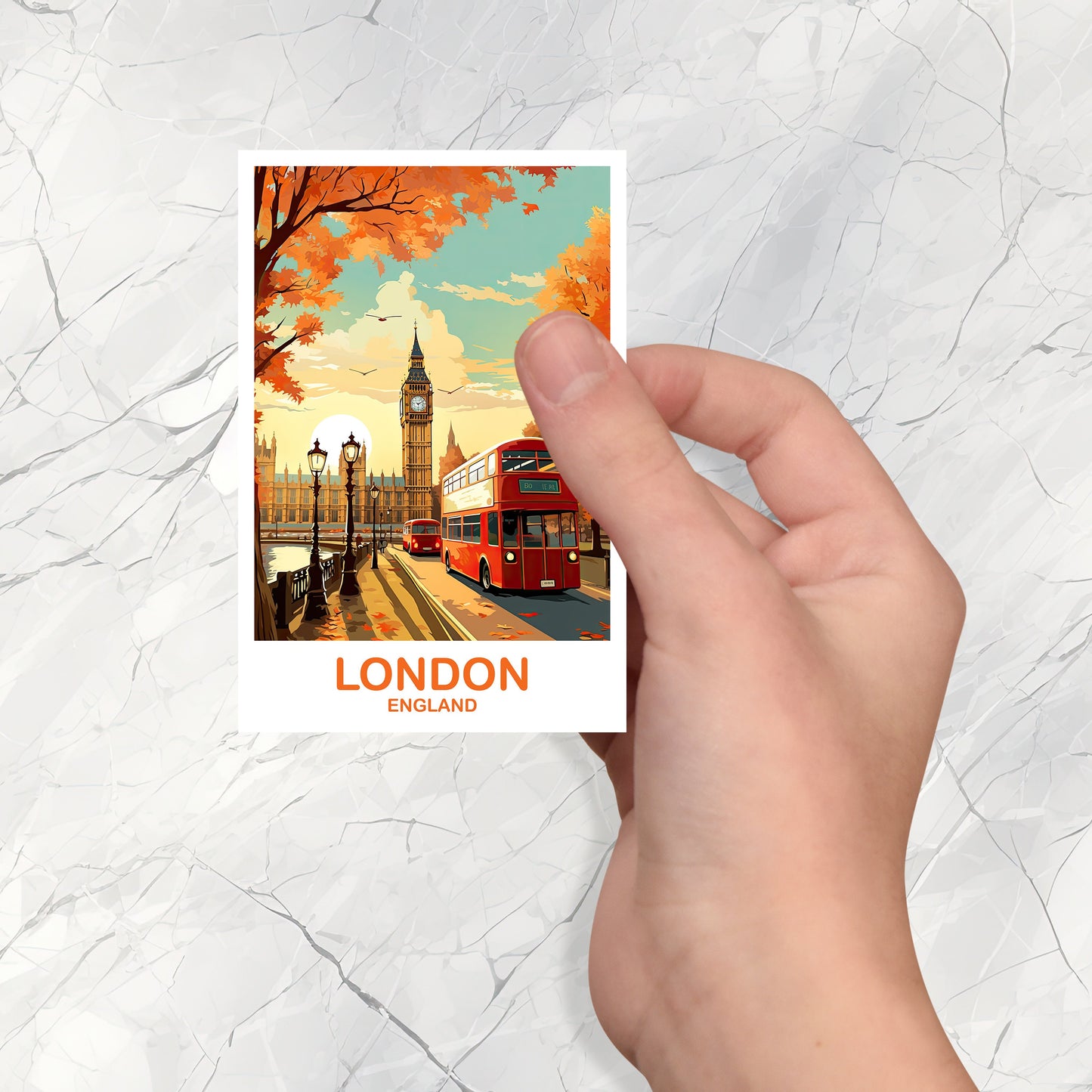 London Travel Art Sticker, London Travel Art, England Sticker, Big Ben Travel Sticker Art, England Travel Sticker Art | T2EU_ENLO4_S