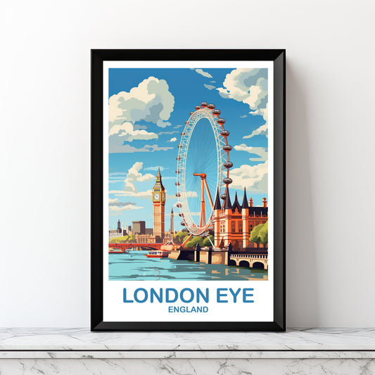 Printable London Eye Travel Art Poster, Digital London Travel Wall Art, England, Big Ben Travel Wall Art, England Travel Art | DT2EU_ENLO5