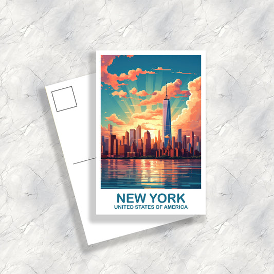 New York Travel Postcard, Manhattan Skyline Postcard, Big Apple Postcard, Bright and Vibrant Postcard, Travel Postcard | T2NA_NYNY1_P