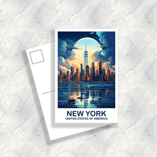 New York Travel Postcard, Manhattan Skyline Postcard, Big Apple Postcard, Bright and Vibrant Postcard, Travel Postcard | T2NA_NYNY2_P