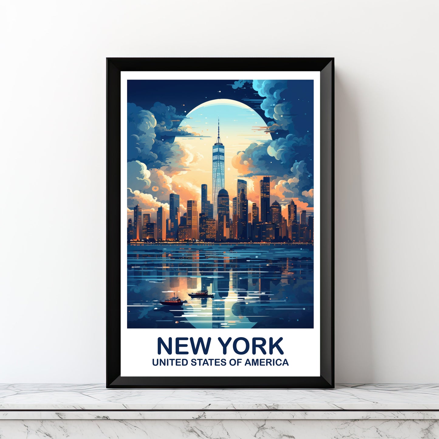Digital New York Travel Wall Art, Manhattan Skyline, Printable New York Print, Big Apple Poster, Bright and Vibrant Wall Art | DT2NA_NYNY2