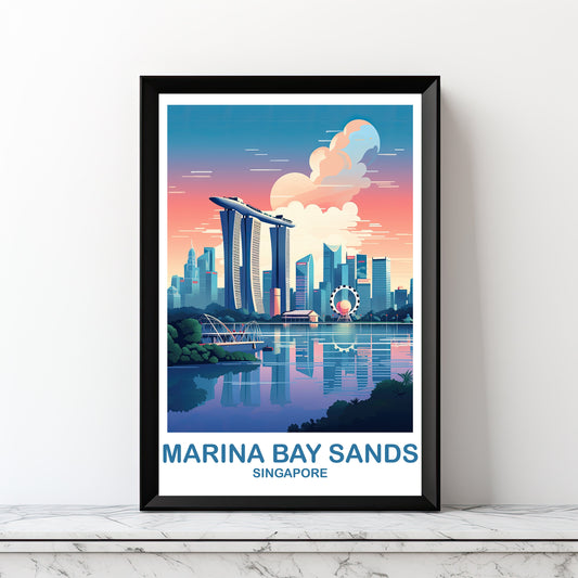 Singapore Travel Print Wall Art, Digital Singapore Art, Downloadable Marina Bay Sands Wall Art, City Skyline Wall Art | DT2AS_SIMBS1