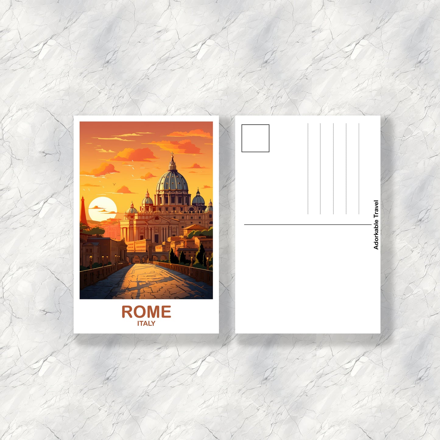 Rome Italy Travel Postcard, Rome Travel Postcard, Italy Postcard, Rome Travel Art, Italy Travel Postcard | T2EU_ITRO1_P