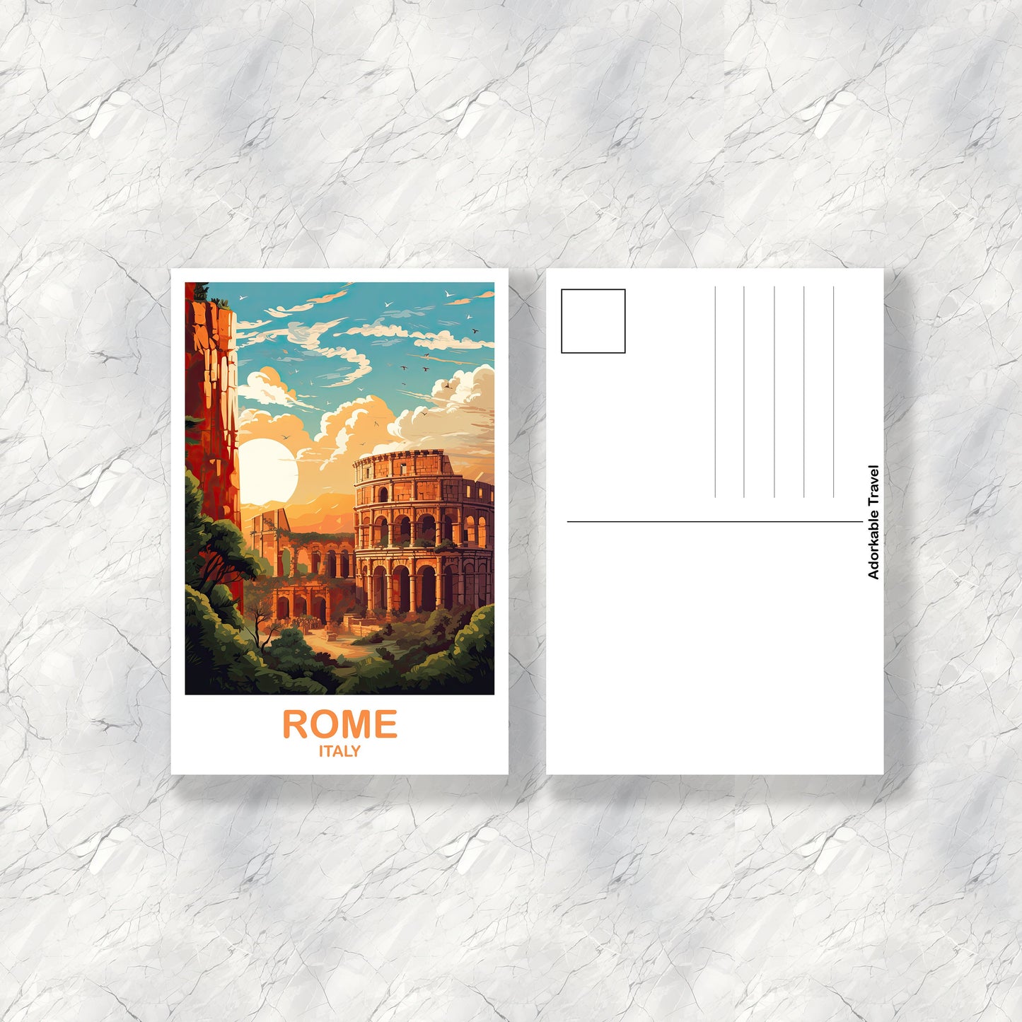 Rome Italy Travel Postcard, Rome Travel Postcard, Italy Postcard, Rome Travel Art, Italy Travel Postcard | T2EU_ITRO2_P