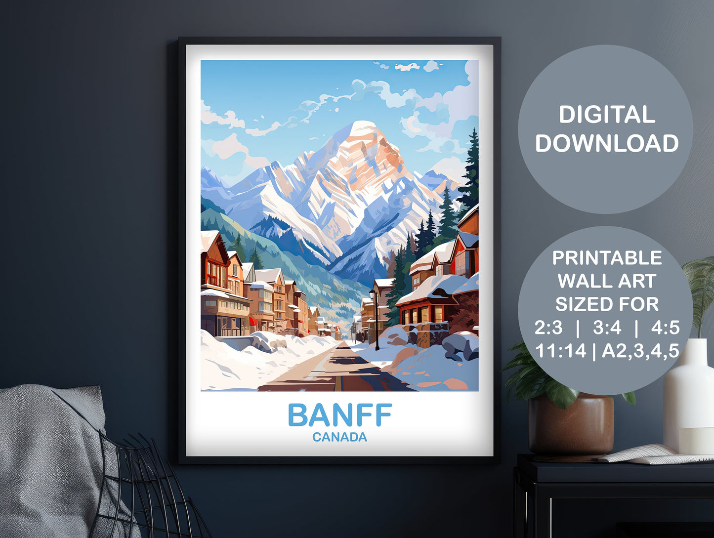 Printable Banff Travel Wall Art, Alberta Wall Art, Banff National Park Poster, Wall Art, Banff Travel Art, Canada Travel Art | DT2NA_ABBA1