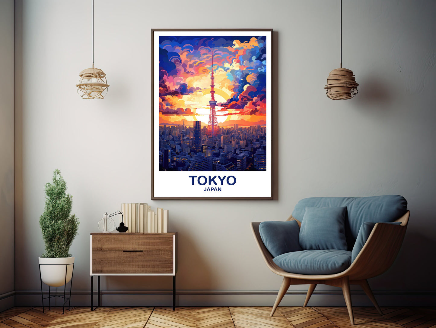 Tokyo Travel Wall Art, Tokyo Skyline, Japan Wall Art Poster, City Skyline Wall Art, Vibrant Sunset, Travel Wall Art | T2AS_JATO1