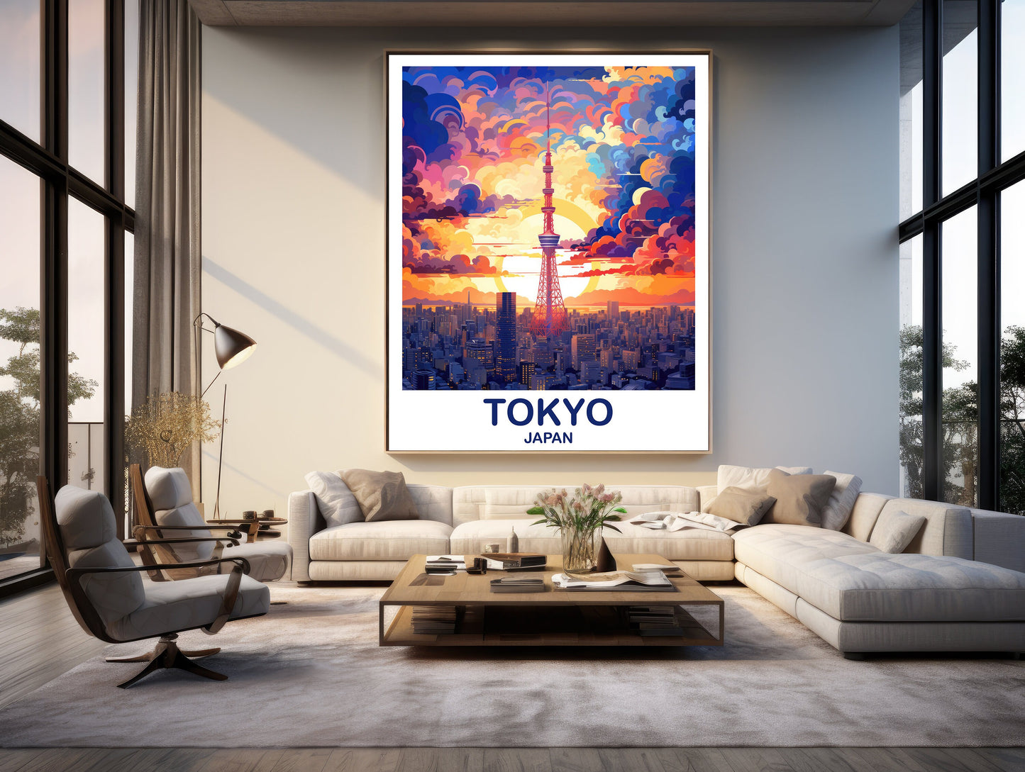 Tokyo Travel Wall Art, Tokyo Skyline, Japan Wall Art Poster, City Skyline Wall Art, Vibrant Sunset, Travel Wall Art | T2AS_JATO1
