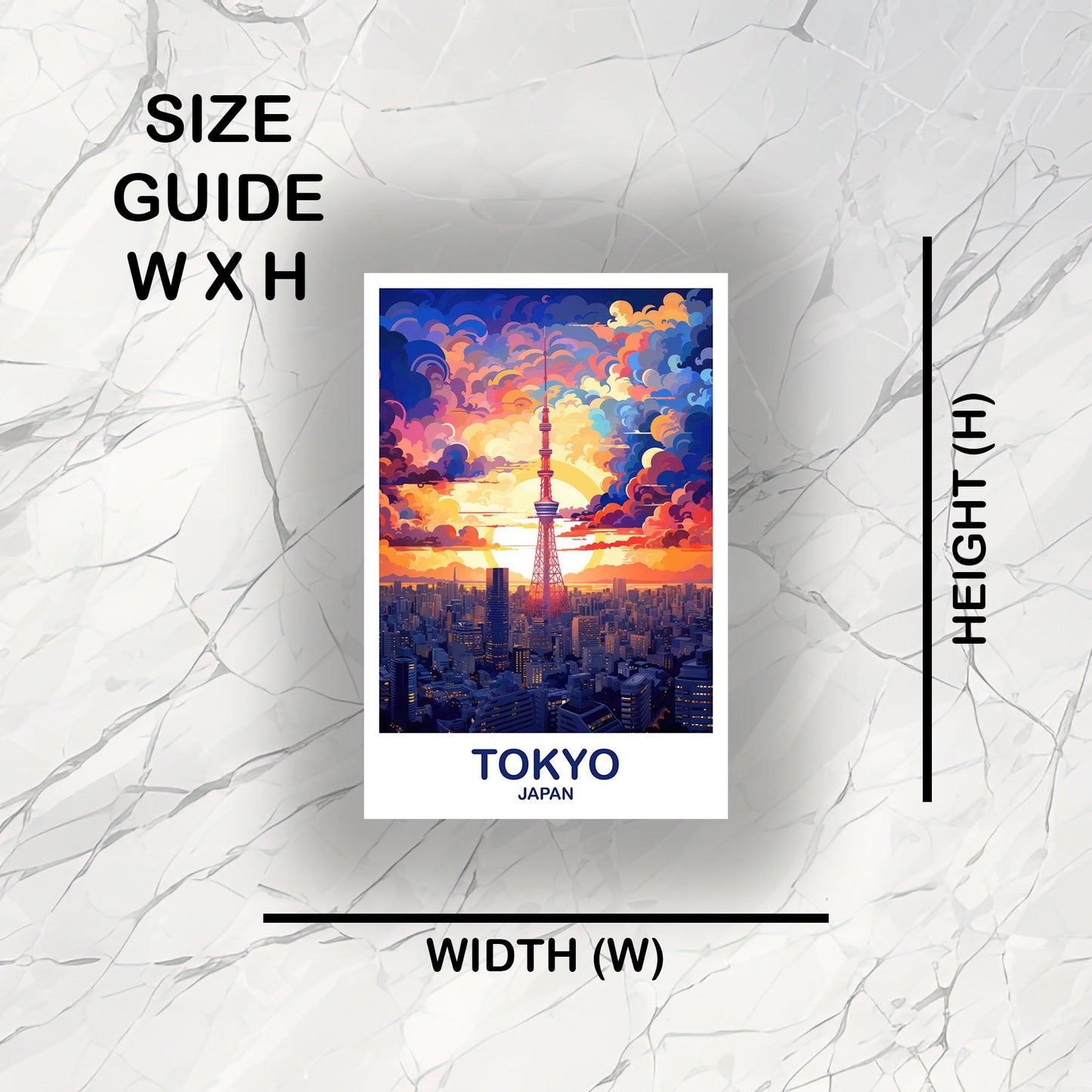 Tokyo Travel Art Sticker, Tokyo Skyline Sticker, Japan Art Sticker, City Skyline Sticker, Vibrant Sunset, Travel Sticker | T2AS_JATO1_S