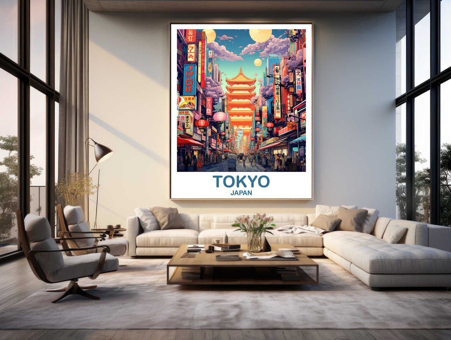 Tokyo Travel Wall Art, Tokyo Skyline, Japan Wall Art Poster, City Skyline Wall Art, Vibrant Sunset, Travel Wall Art | T2AS_JATO2