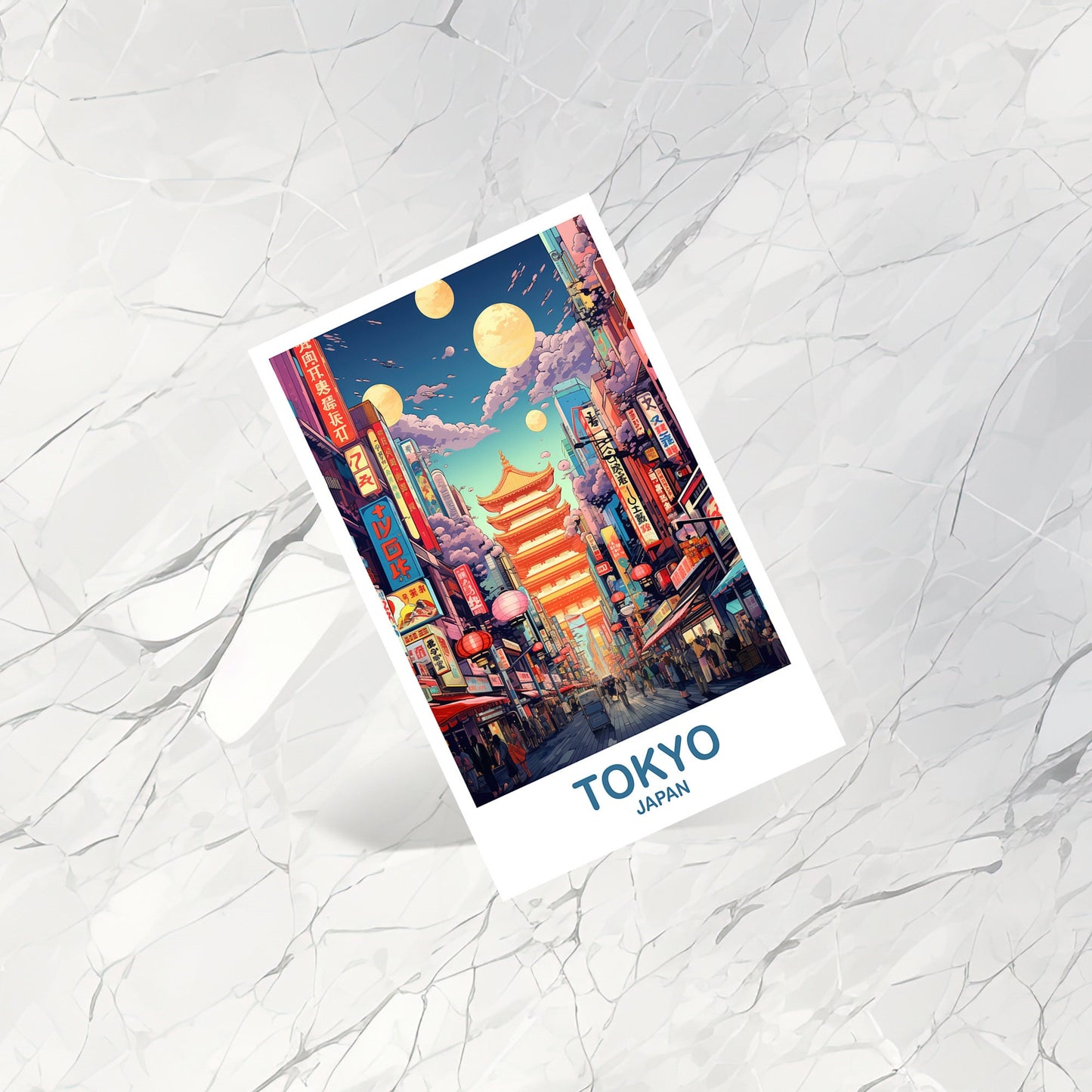 Tokyo Travel Art Postcard, Tokyo Skyline, Japan Wall Art Postcard, City Skyline Postcard, Vibrant Sunset, Travel Postcard | T2AS_JATO2_P