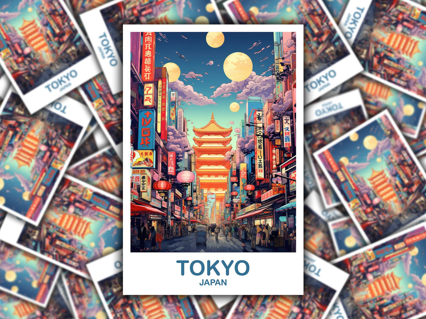 Tokyo Travel Art Sticker, Tokyo Skyline Sticker, Japan Art Sticker, City Skyline Sticker, Vibrant Sunset, Travel Sticker | T2AS_JATO2_S