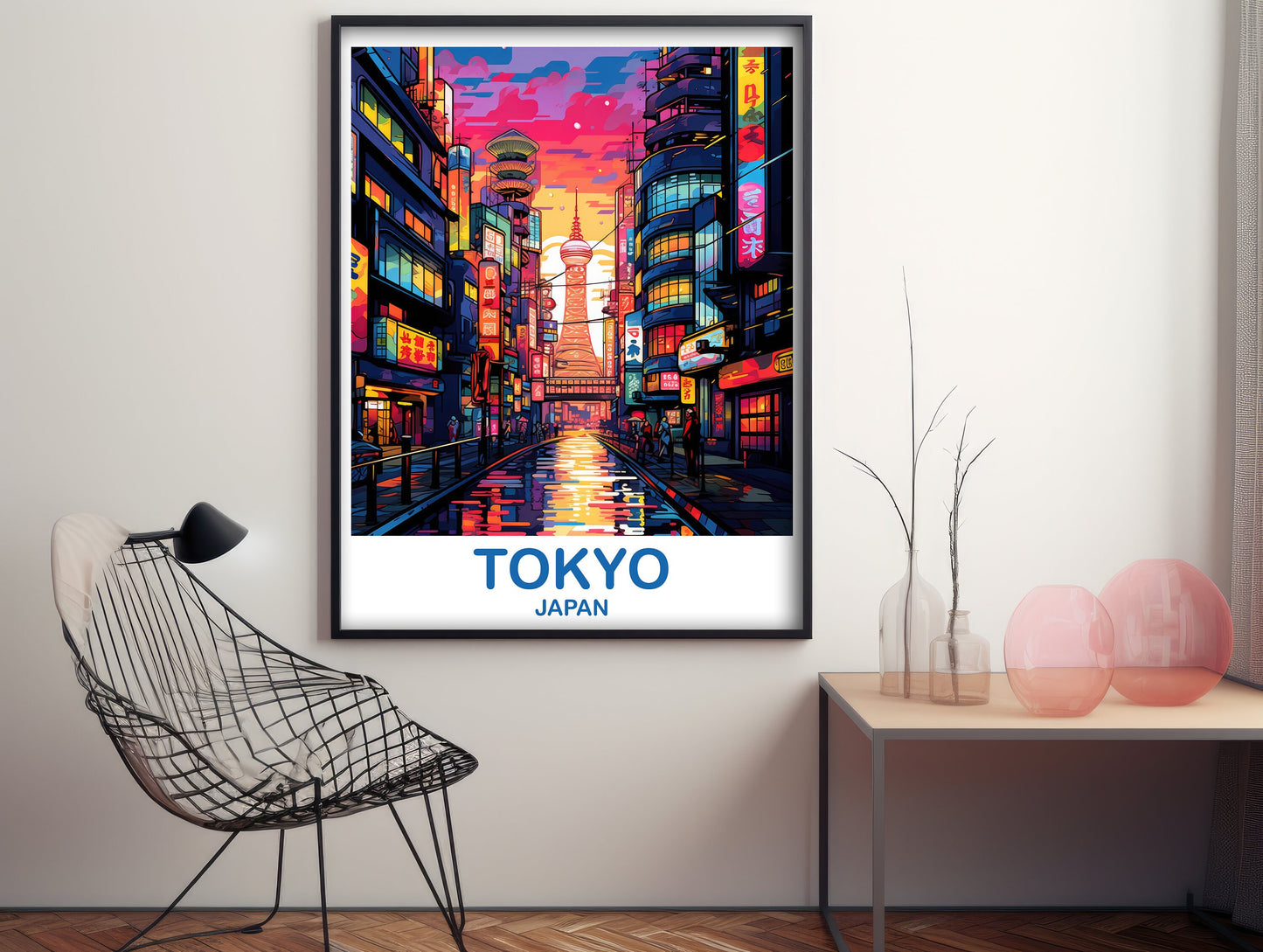 Tokyo Travel Wall Art, Tokyo Skyline, Japan Wall Art Poster, City Skyline Wall Art, Vibrant Sunset, Travel Wall Art | T2AS_JATO3