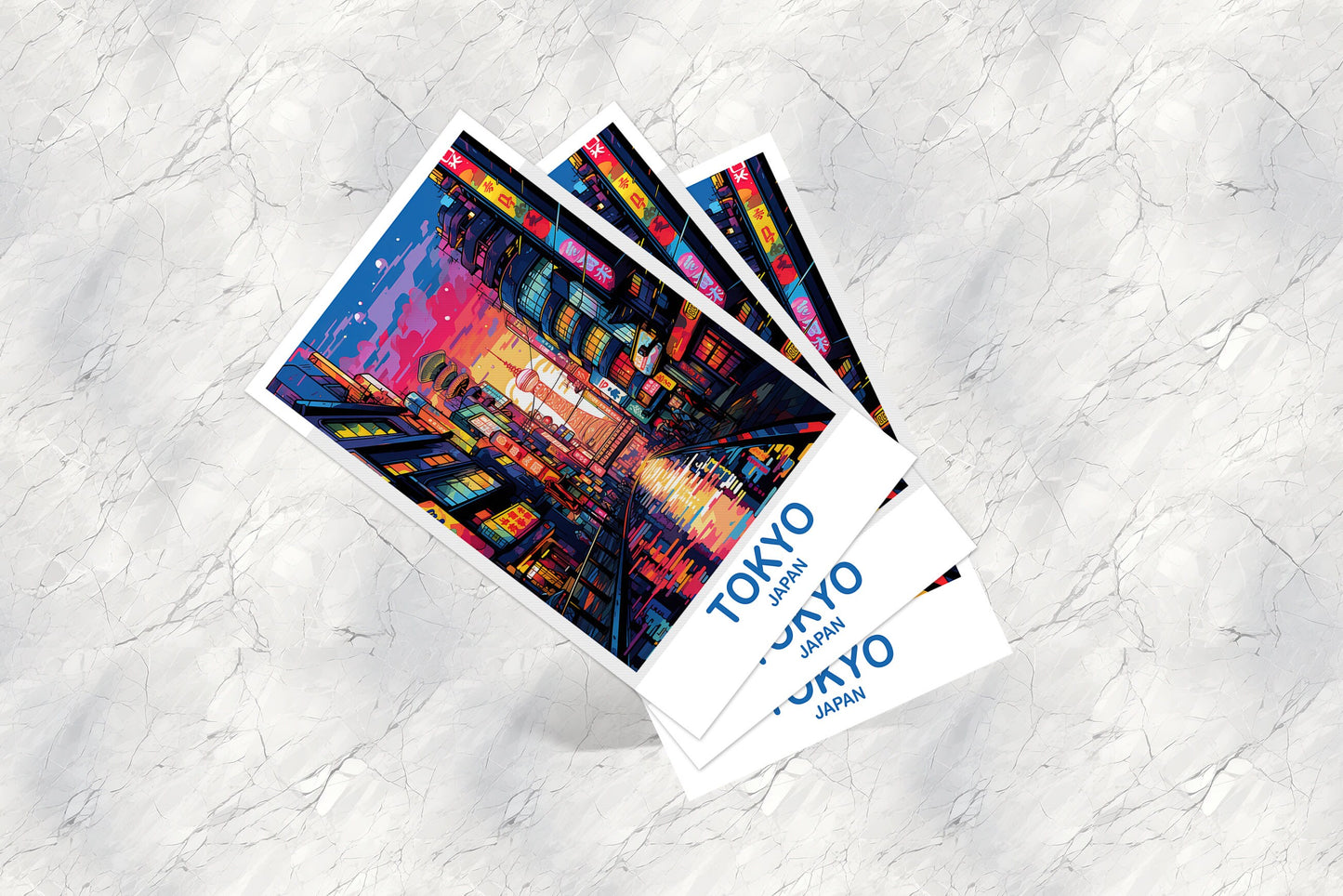 Tokyo Travel Art Postcard, Tokyo Skyline, Japan Wall Art Postcard, City Skyline Postcard, Vibrant Sunset, Travel Postcard | T2AS_JATO3_P