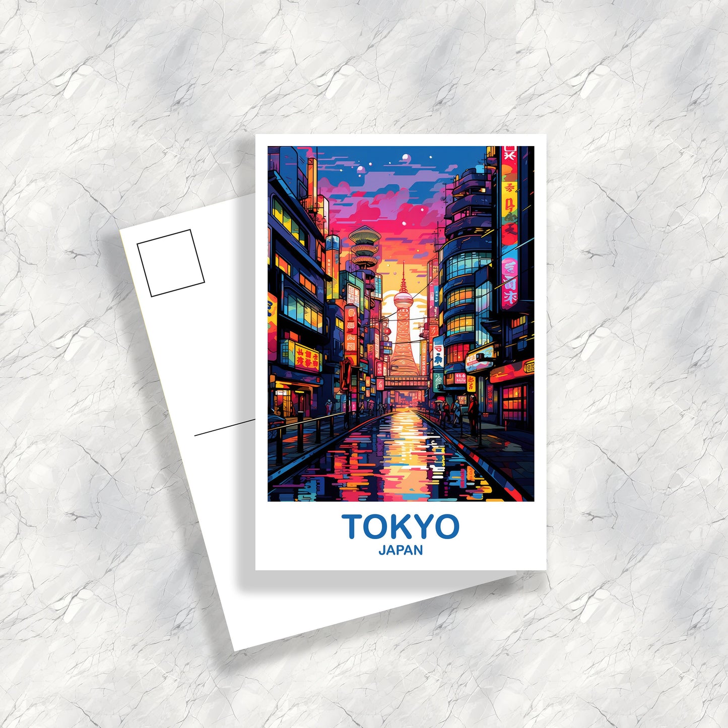 Tokyo Travel Art Postcard, Tokyo Skyline, Japan Wall Art Postcard, City Skyline Postcard, Vibrant Sunset, Travel Postcard | T2AS_JATO3_P