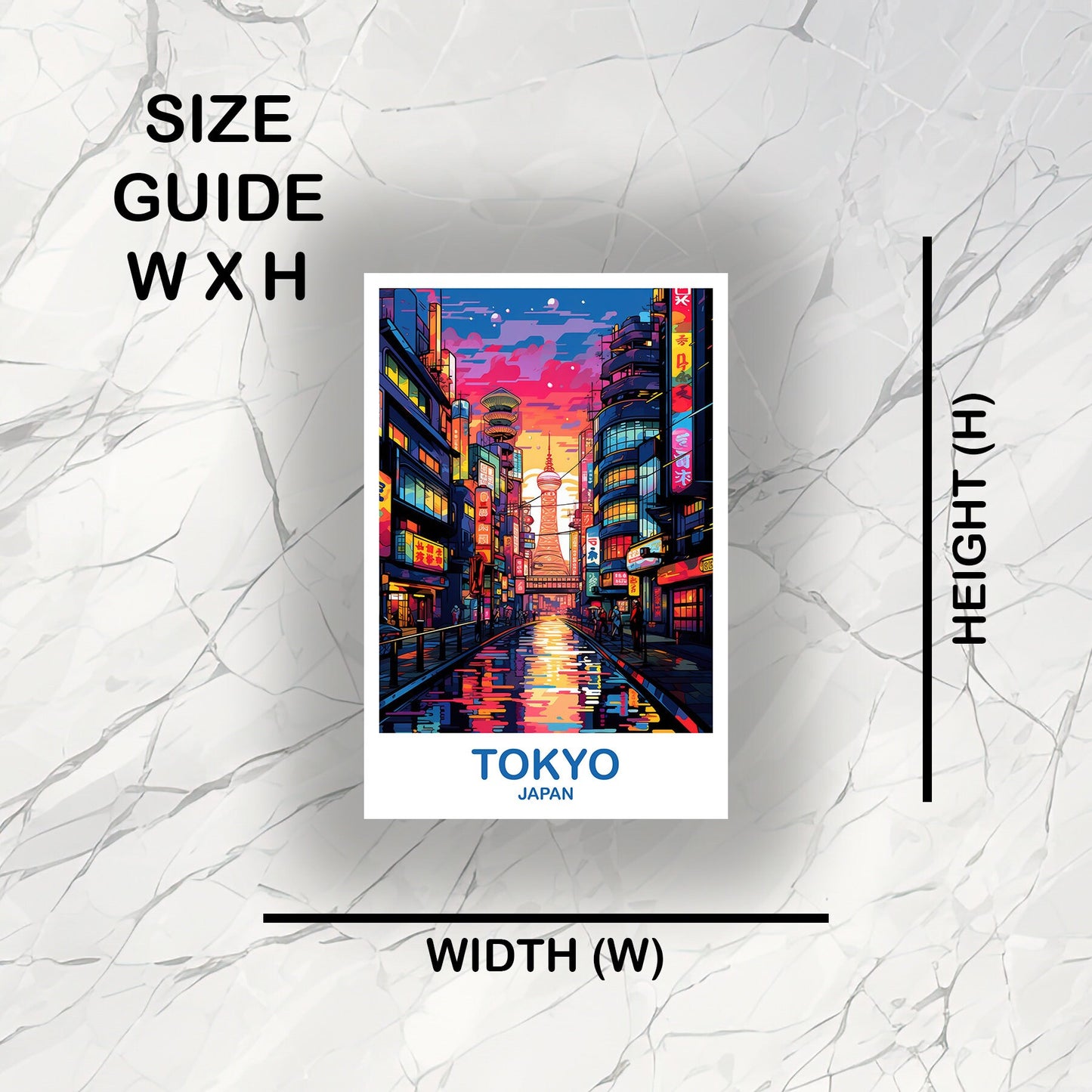 Tokyo Travel Art Sticker, Tokyo Skyline Sticker, Japan Art Sticker, City Skyline Sticker, Vibrant Sunset, Travel Sticker | T2AS_JATO3_S