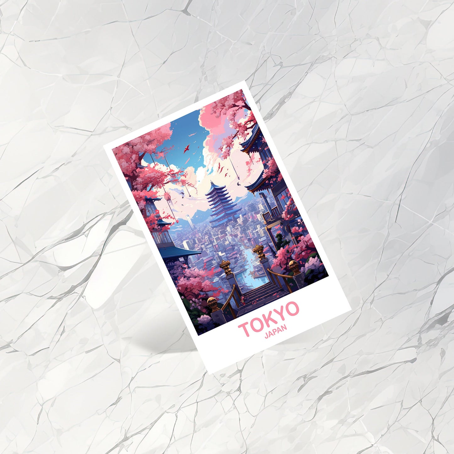 Tokyo Travel Art Postcard, Tokyo Skyline, Japan Wall Art Postcard, City Skyline Postcard, Vibrant Sunset, Travel Postcard | T2AS_JATO4_P