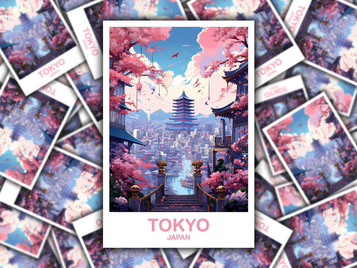 Tokyo Travel Art Sticker, Tokyo Skyline Sticker, Japan Art Sticker, City Skyline Sticker, Vibrant Sunset, Travel Sticker | T2AS_JATO4_S