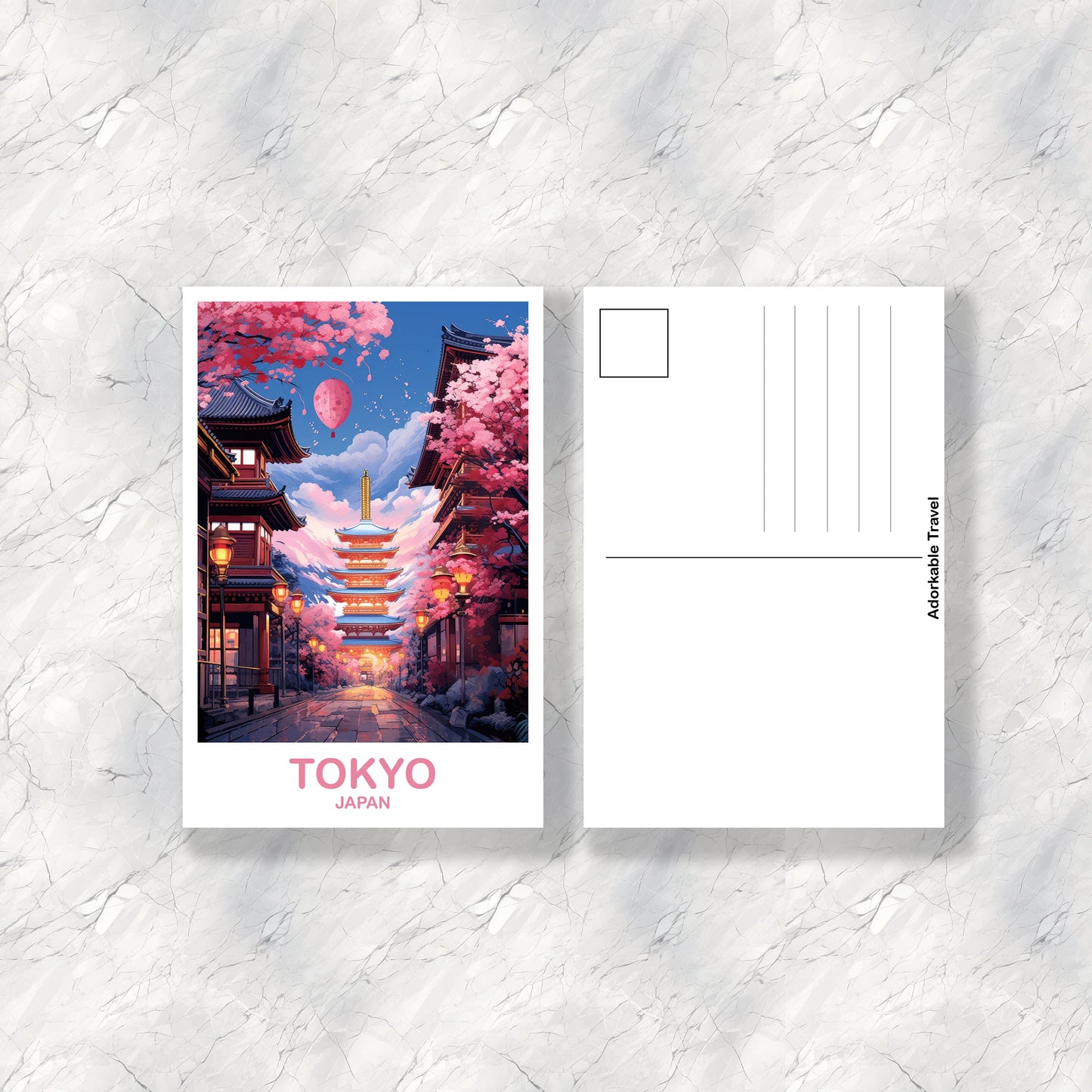 Tokyo Travel Art Postcard, Tokyo Skyline, Japan Wall Art Postcard, City Skyline Postcard, Vibrant Sunset, Travel Postcard | T2AS_JATO5_P