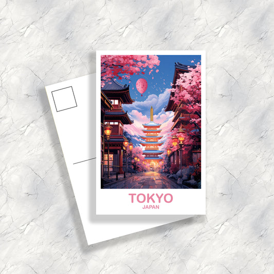 Tokyo Travel Art Postcard, Tokyo Skyline, Japan Wall Art Postcard, City Skyline Postcard, Vibrant Sunset, Travel Postcard | T2AS_JATO5_P