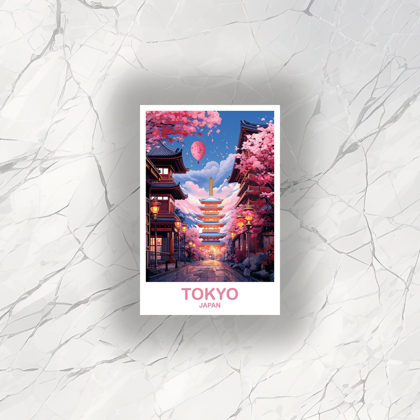 Tokyo Travel Art Sticker, Tokyo Skyline Sticker, Japan Art Sticker, City Skyline Sticker, Vibrant Sunset, Travel Sticker | T2AS_JATO5_S