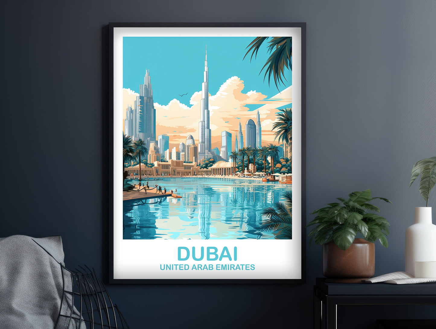 Dubai Travel Wall Art, Dubai Skyline, Dubai Wall Art Poster, City Skyline Wall Art, Vibrant Sunset, Travel Wall Art | T2AS_UAEDU3