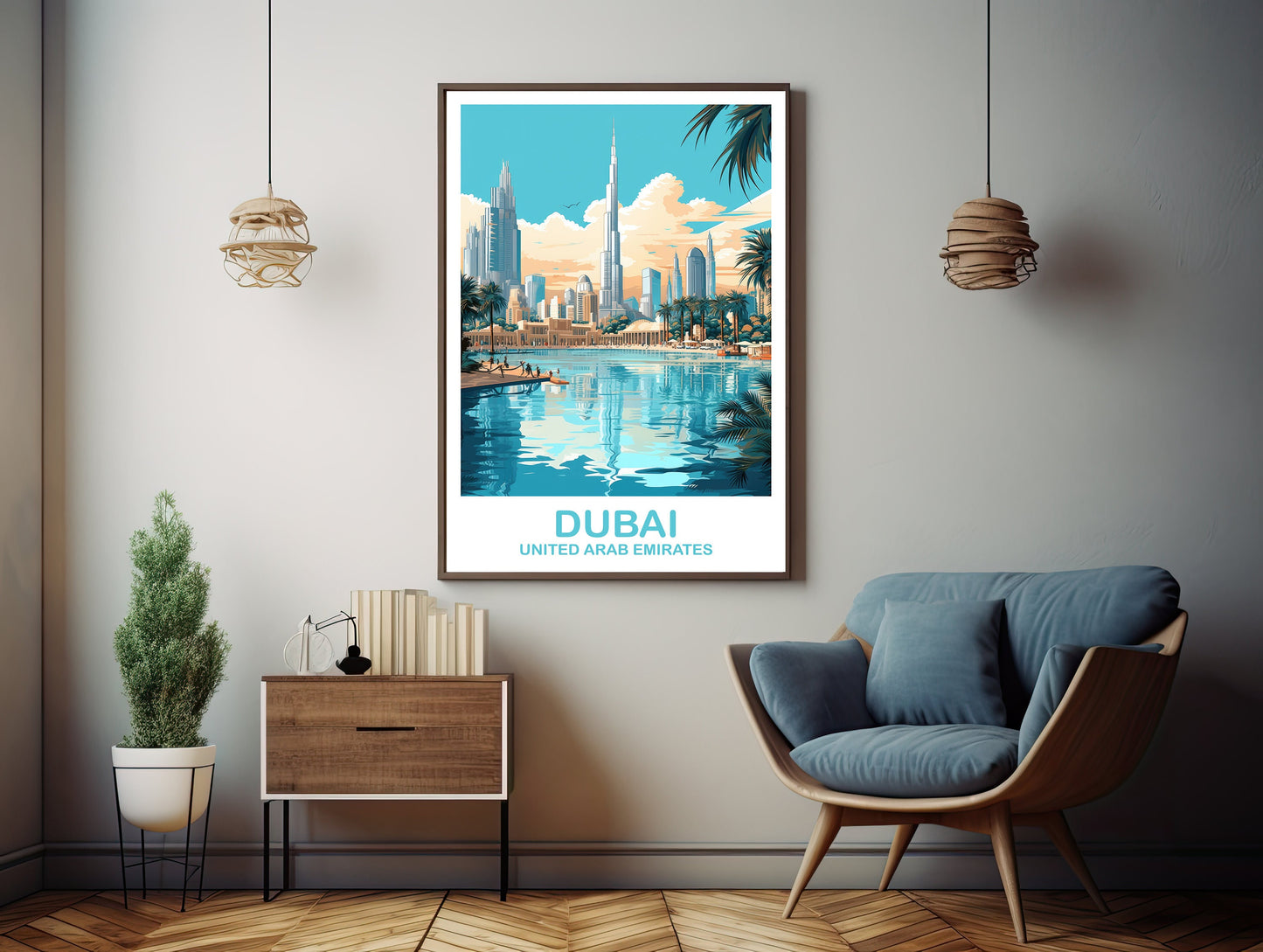 Dubai Travel Wall Art, Dubai Skyline, Dubai Wall Art Poster, City Skyline Wall Art, Vibrant Sunset, Travel Wall Art | T2AS_UAEDU3