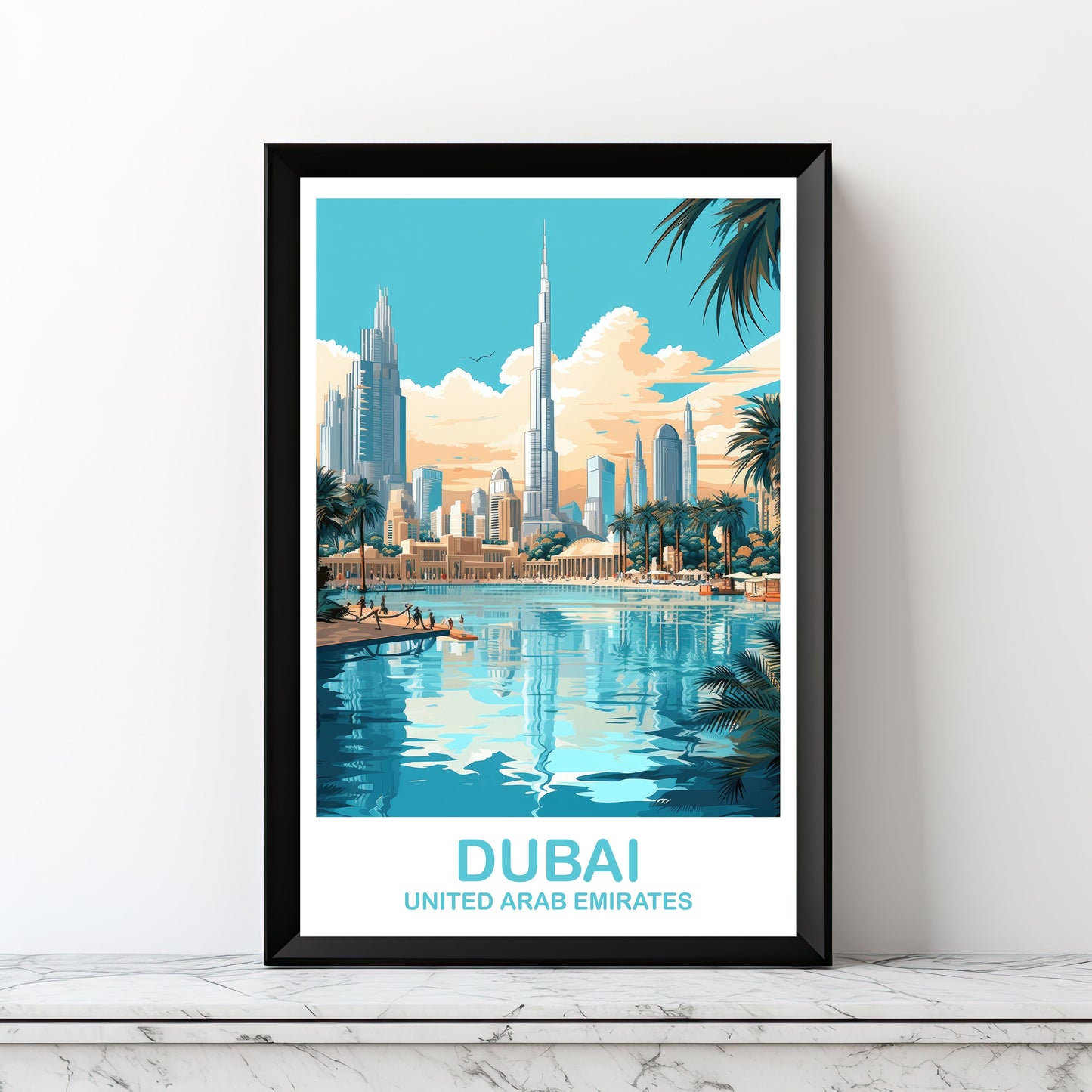 Printable Dubai Travel Wall Art, Dubai Skyline, Dubai Art, City Skyline Wall Art, Vibrant Sunset, Digital Travel Wall Art | DT2AS_UAEDU3