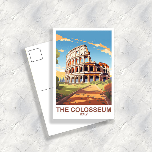 Colosseum Travel Art Postcard, 7 Wonders Travel Art, Rome Travel Art, Italy Postcard, Rome Travel Art, Italy Travel Wall Art | T2EU_ITRO3_P