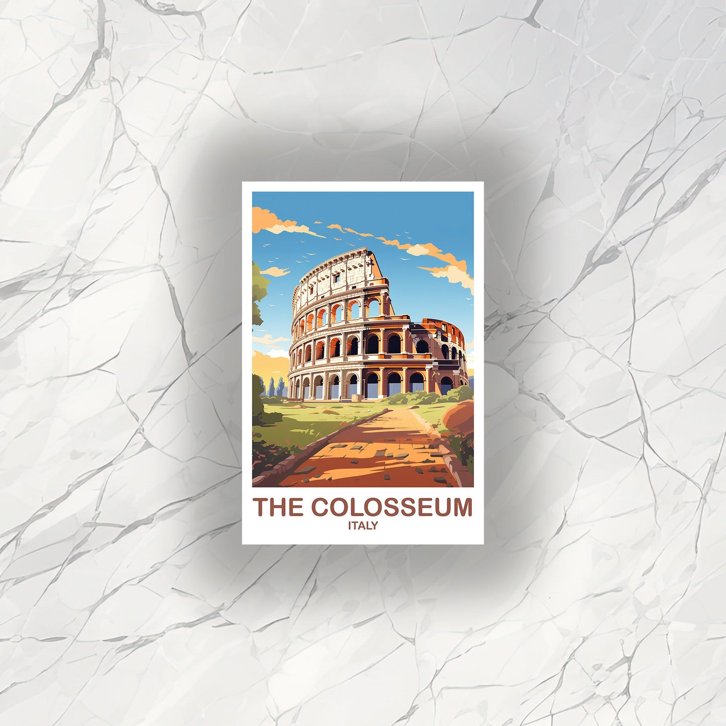 Colosseum Travel Art Sticker, 7 Wonders Travel Art, Rome Travel Art, Italy Sticker, Rome Travel Art, Italy Travel Sticker | T2EU_ITRO3_S