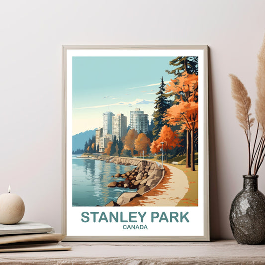Stanley Park Travel Print, British Columbia Wall Art, Stanley Park Poster, Wall Art, Vancouver Travel Wall Art | T2NA_BCVA1