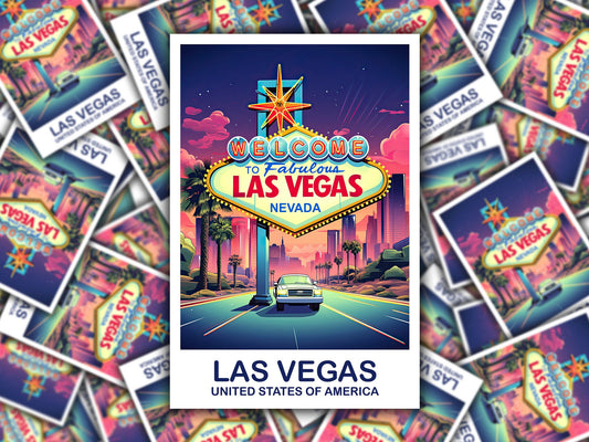 Las Vegas Travel Sticker, Las Vegas Sign Sticker, Las Vegas Art Sticker, City Skyline Sticker, Luggage Sticker | T2NA_NVLV1_S