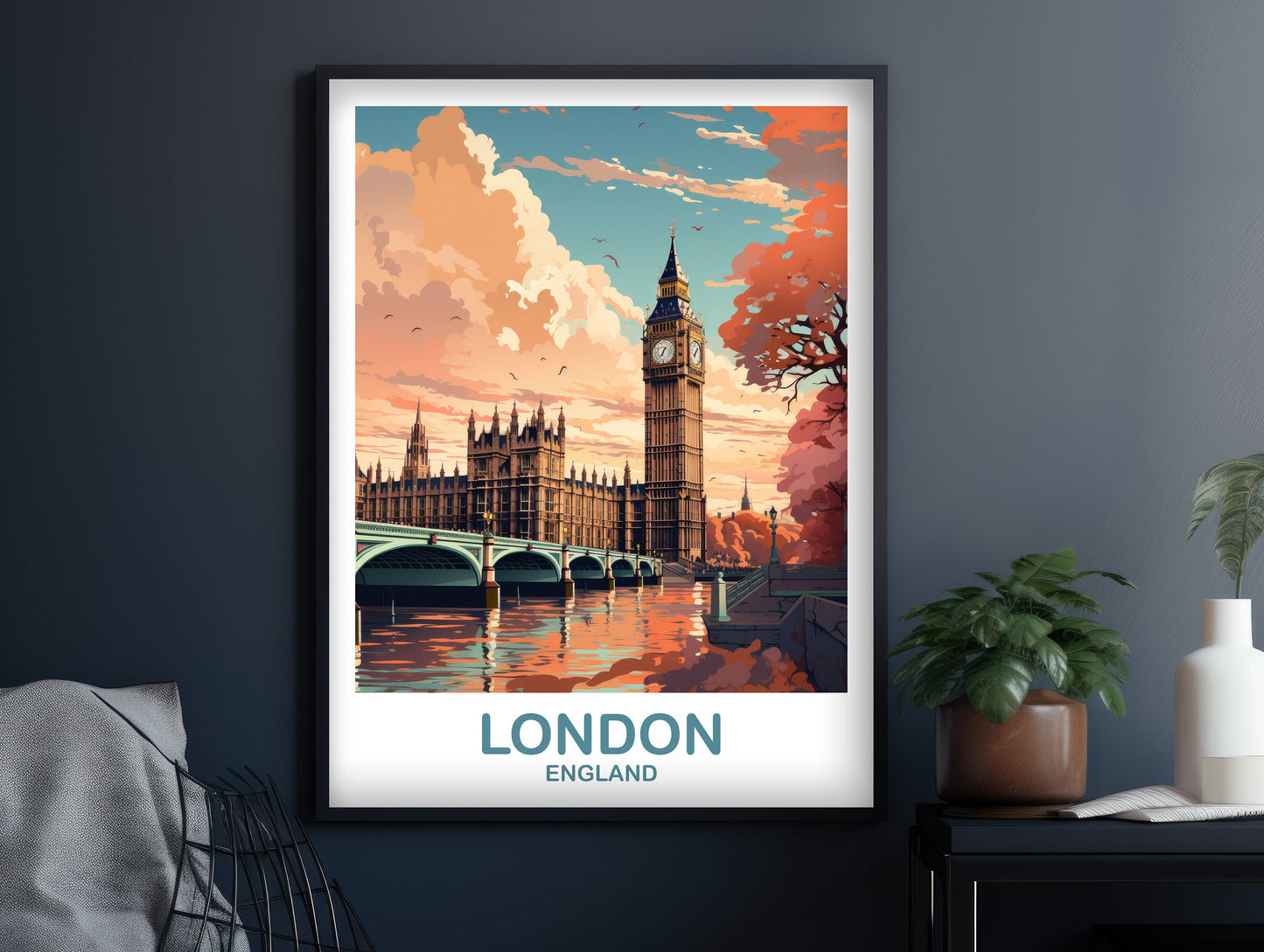 London Travel Art Poster, London Travel Art, England Poster, Big Ben Travel Wall Art, England Travel Wall Art | T2EU_ENLO3