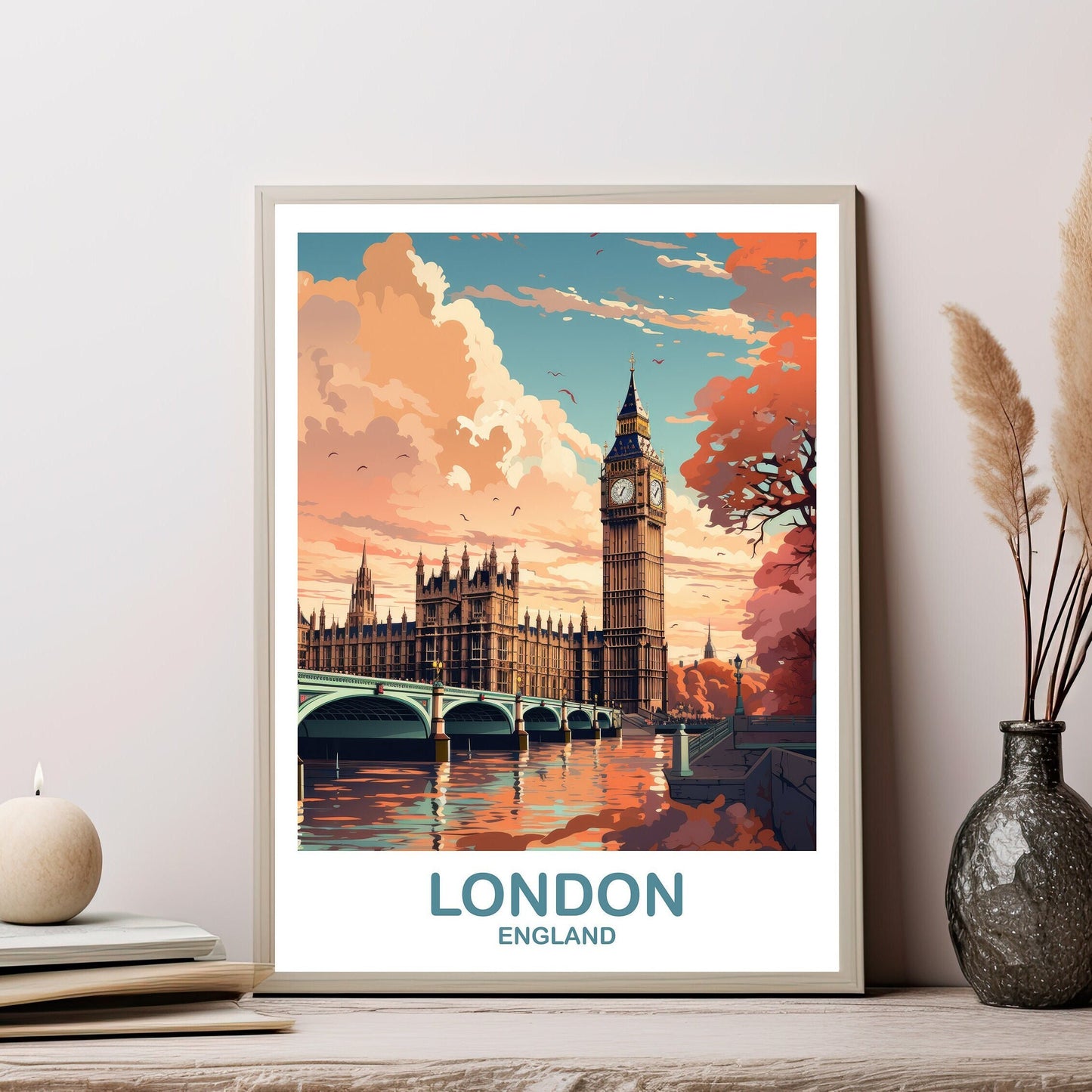 London Travel Art Poster, London Travel Art, England Poster, Big Ben Travel Wall Art, England Travel Wall Art | T2EU_ENLO3