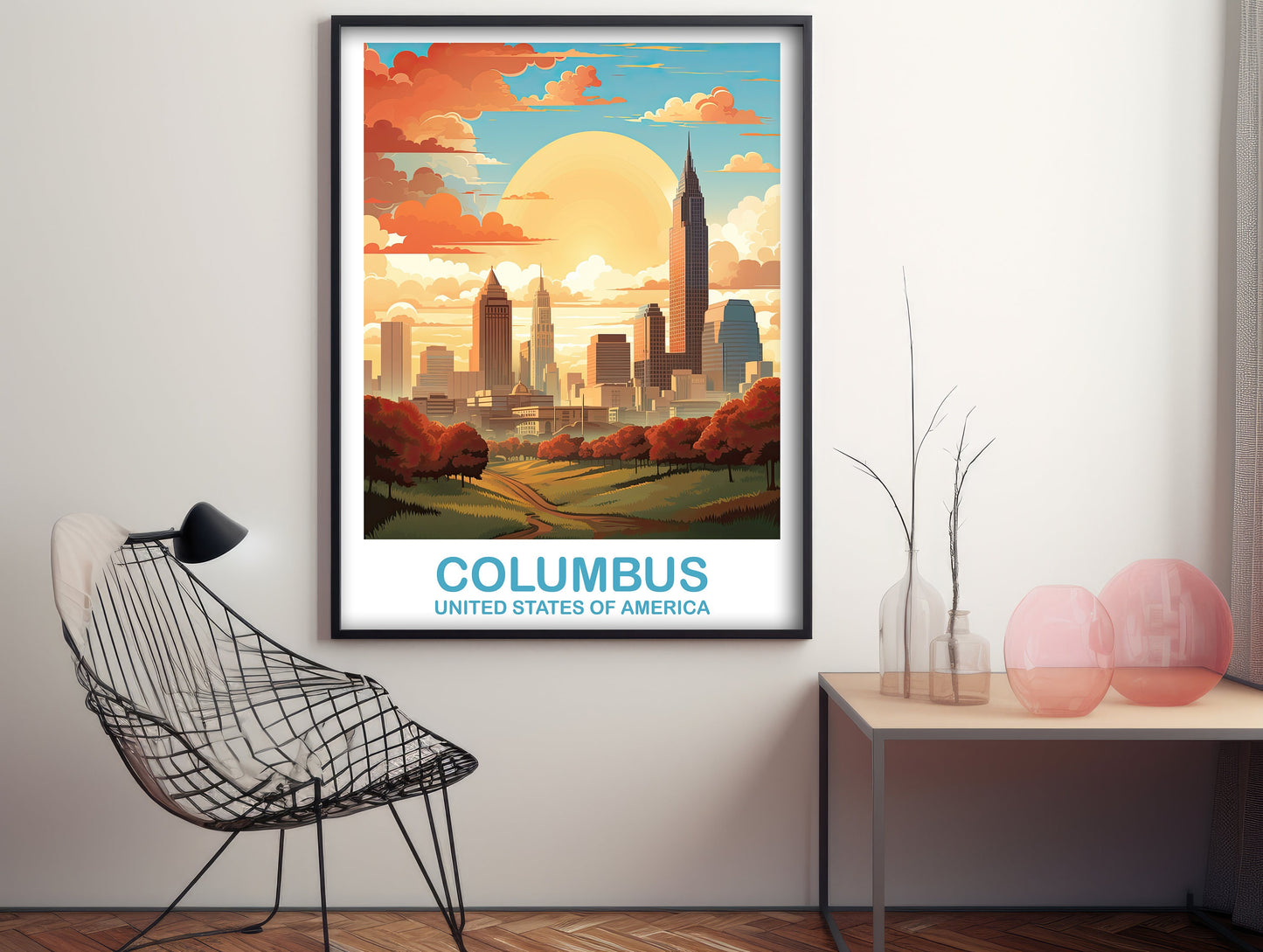 Columbus Ohio Travel Print, Columbus Travel Wall Art Poster, Ohio Wall Art Poster, City Skyline Wall Art, USA Wall Art | T2NA_OHCO2