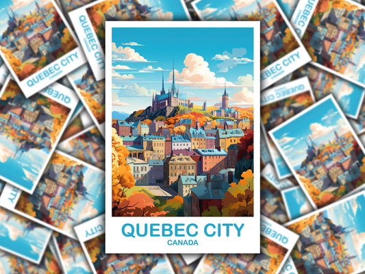 Quebec City Travel Sticker, Quebec Travel Sticker Art, Quebec Sticker Art, City Skyline Sticker Art, Canada Travel Art | T2NA_QUQC1_S
