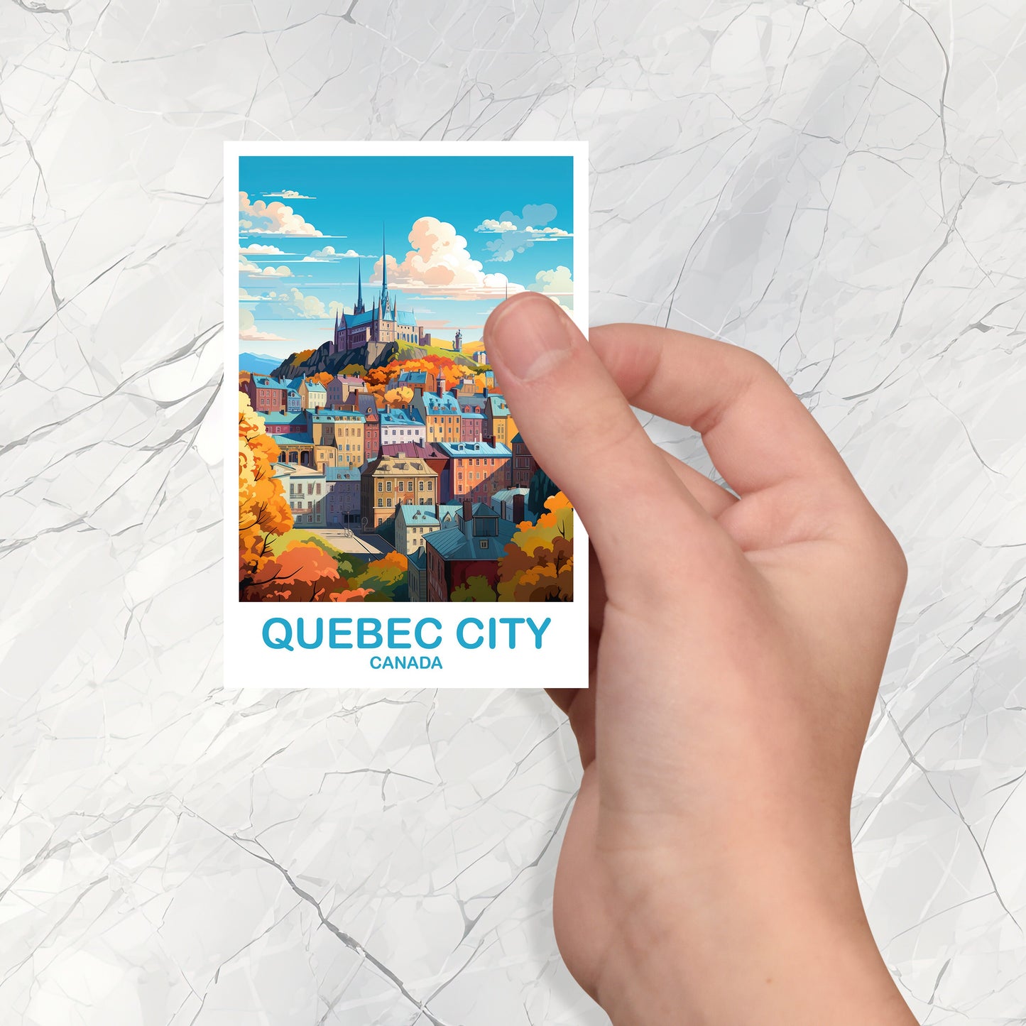 Quebec City Travel Sticker, Quebec Travel Sticker Art, Quebec Sticker Art, City Skyline Sticker Art, Canada Travel Art | T2NA_QUQC1_S