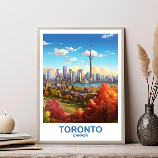 Toronto Travel Wall Print, Ontario Travel Wall Art, Toronto Wall Art Poster, City Skyline Wall Art, Fall Travel Art, Bright | T2NA_ONTO2