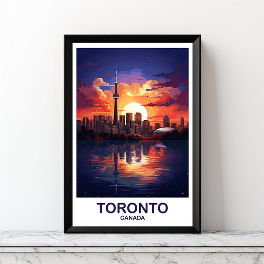 Printable Toronto Travel Print, Ontario Travel Wall Art, Digital Toronto Wall Art, City Skyline Wall Art, Toronto Sunset Print | DT2NA_ONTO1