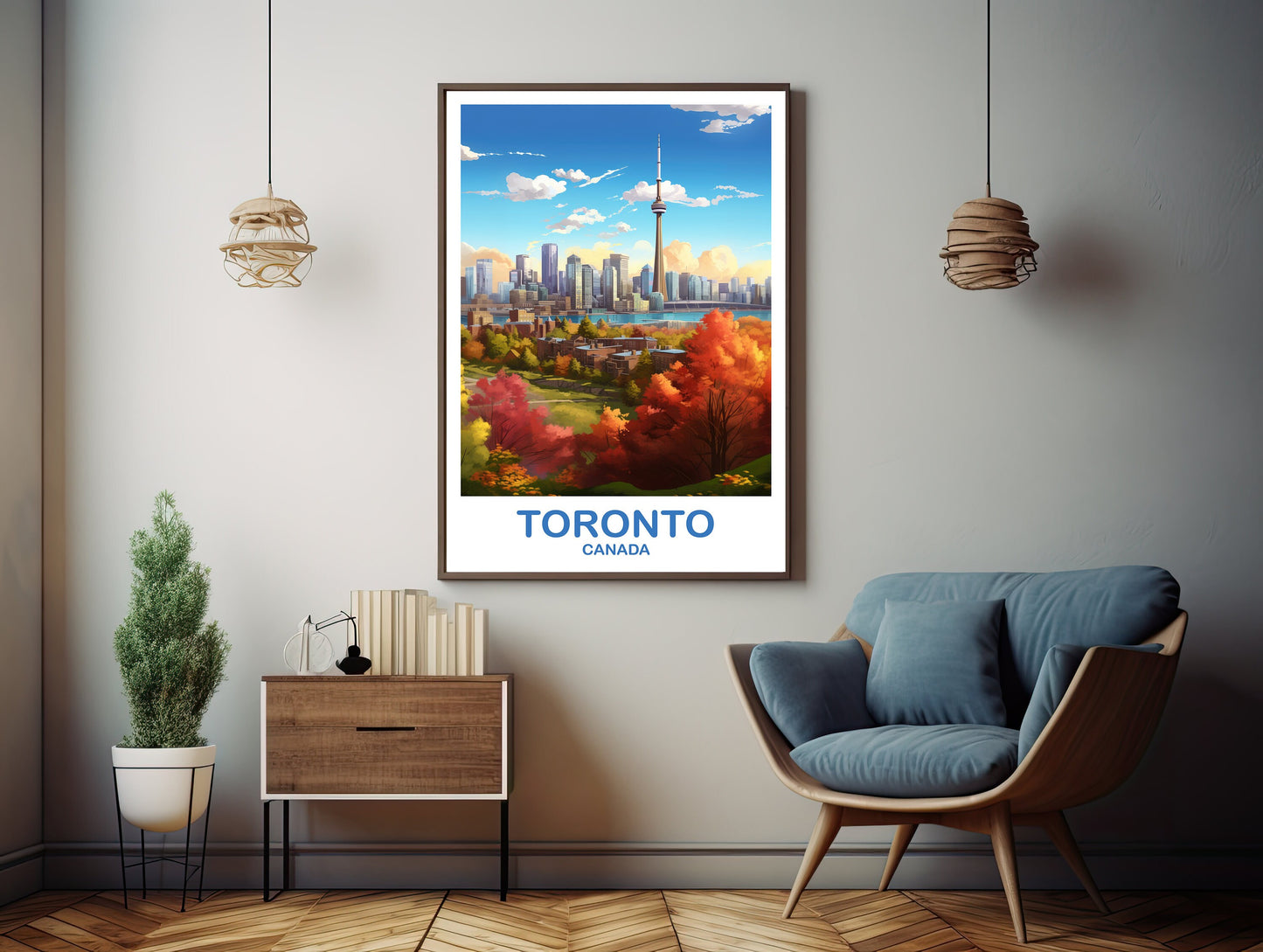 Printable Toronto Travel Wall Print, Ontario Travel, Digital Toronto Wall Art, City Skyline Wall Art, Fall Travel Art, Bright | DT2NA_ONTO2
