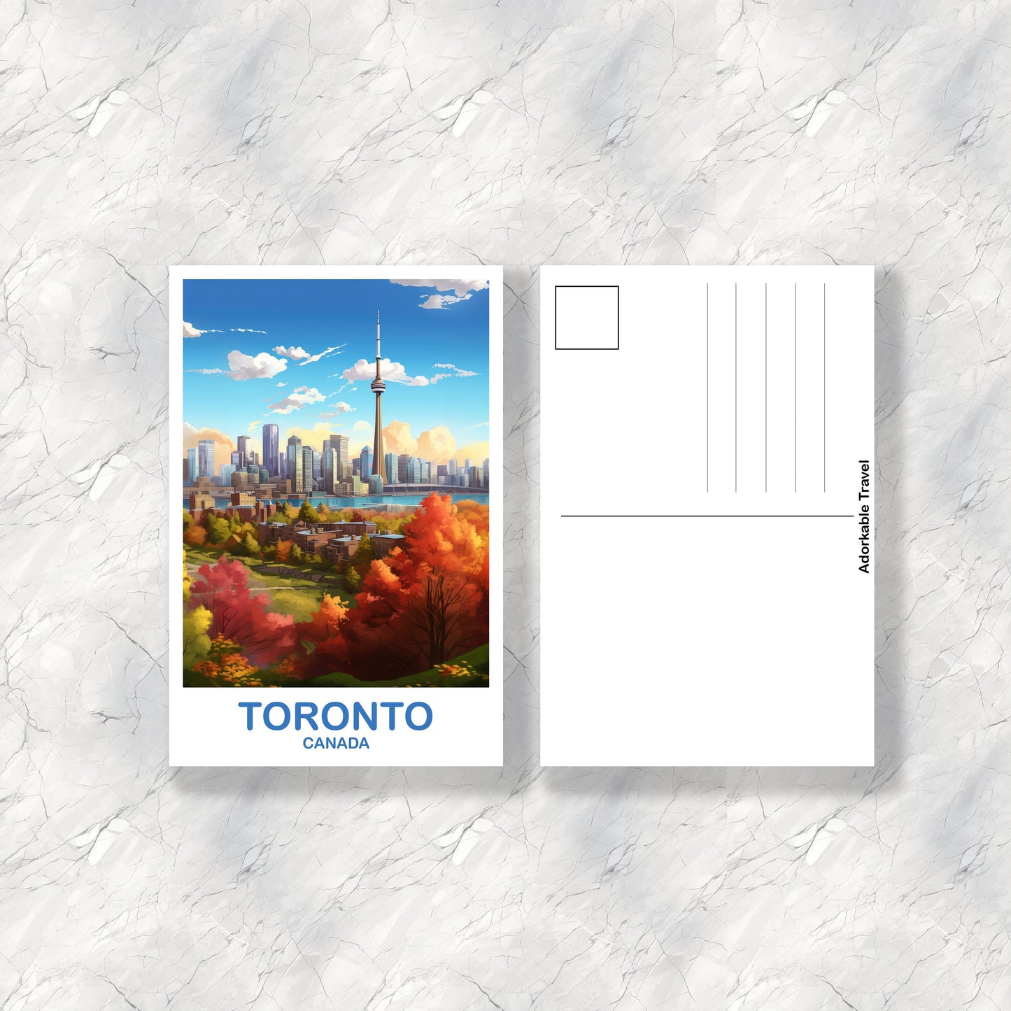 Toronto Ontario Travel Postcard, Ontario Travel Wall Art, Toronto Postcard, City Skyline Postcard, Fall Travel Art, Bright | T2NA_ONTO2_P