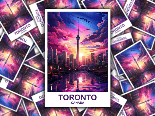 Toronto Travel Sticker Decal, Ontario Travel Sticker, Toronto Sticker, City Skyline Art Sticker, Toronto Sunset Sticker | T2NA_ONTO4_S