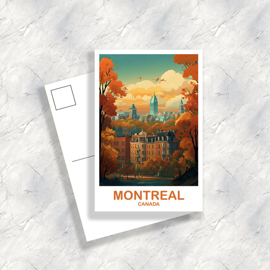 Montreal Travel Postcard, Quebec Travel Art Postcard, Montreal Art Postcard, City Skyline Art, Canada Travel Postcard | T2NA_QUMO1_P