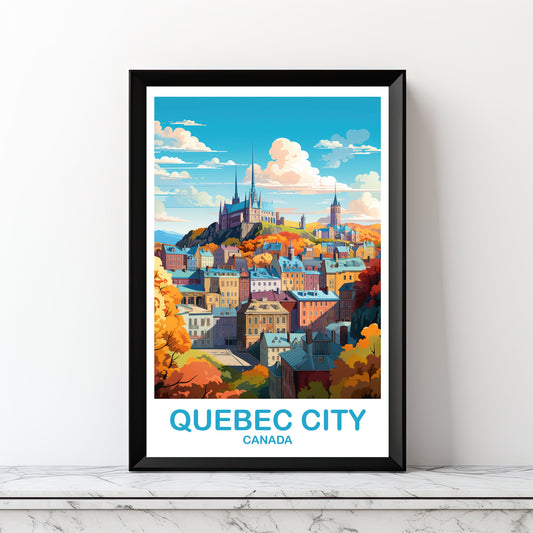 Quebec City Travel Wall Print, Digital Quebec Travel Wall Art, Quebec Wall Art, City Skyline Wall Art, Canada Travel Wall Art | DT2NA_QUQC1